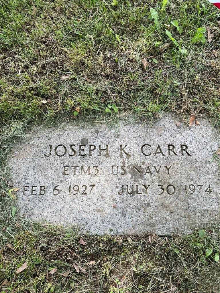 Joseph K. Carr's grave. Photo 3