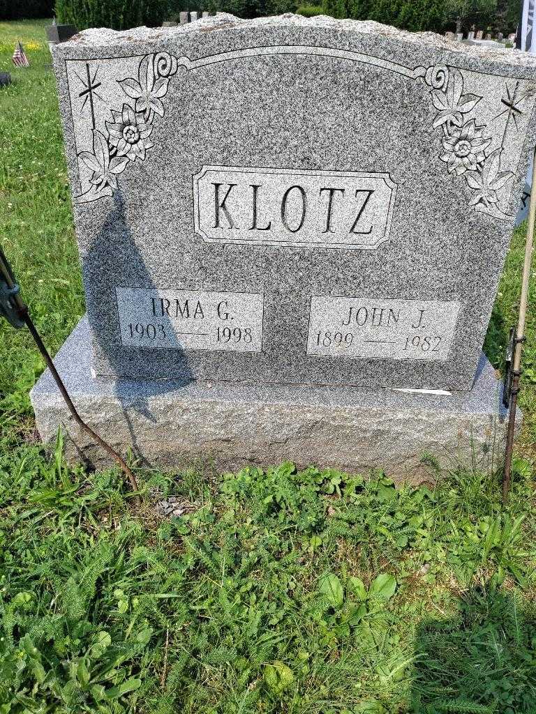 Irma G. Klotz's grave. Photo 1