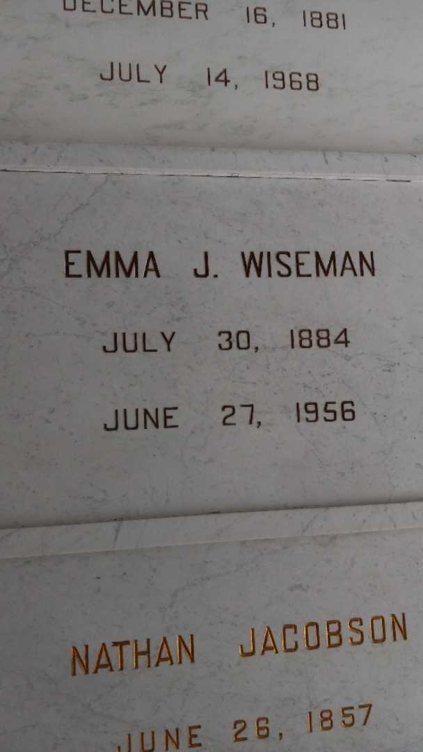 Emma J. Wiseman's grave. Photo 3