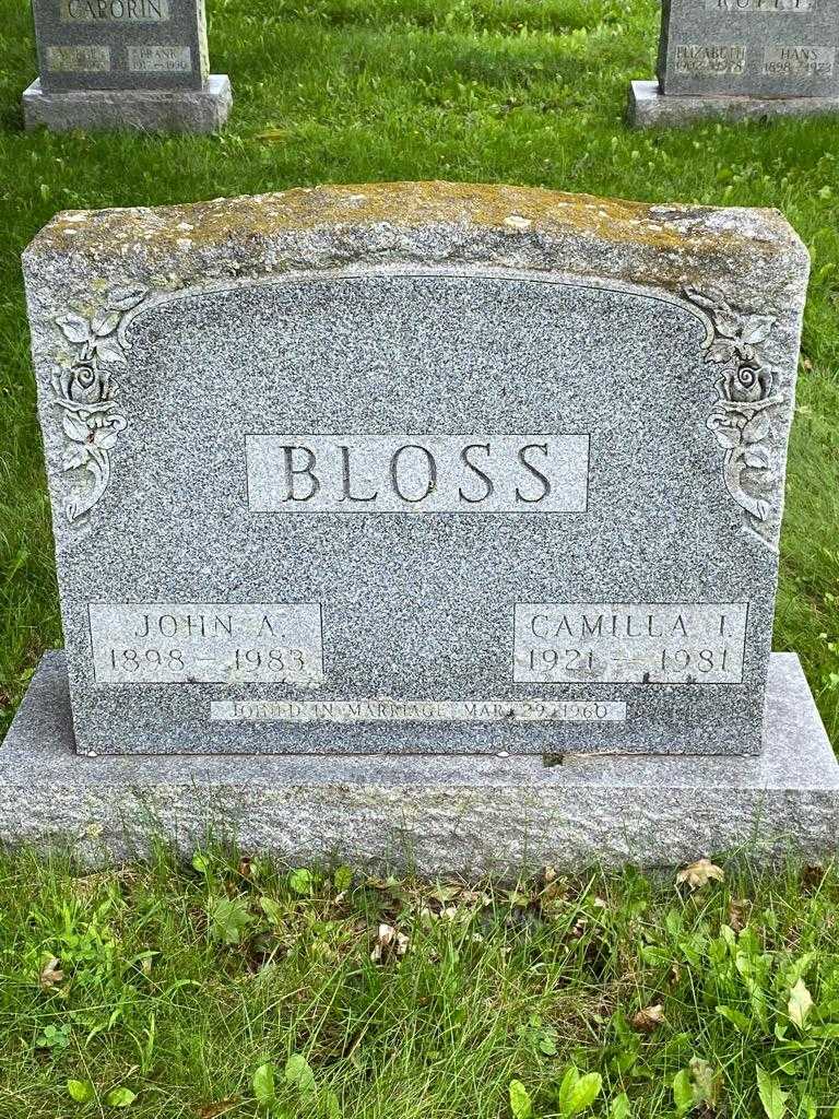 Camilla I. Bloss's grave. Photo 3