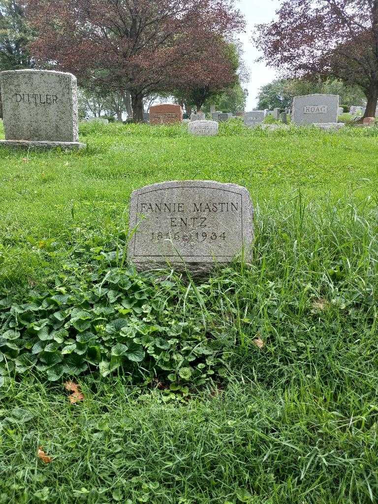 Fannie Mastin Entz's grave. Photo 1