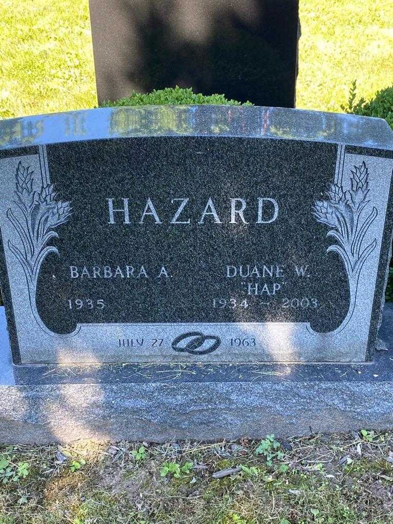Duane W. "Hap" Hazard's grave. Photo 3